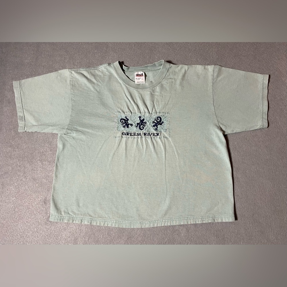 Green River Embroidered Women’s T-Shirt Top Green Size Large